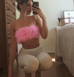 Nukty fake fur patchwork sleeveless tube sexy crop tops autumn winter women pink streetwear pur outfits camis