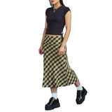 Nukty Vintage 90s Midi Skirt Women A-Line Y2K Skirts Harajuku Knee-Length Casual High Waist Party Streetwear Bodycon E-girl Skirts