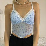 Lace Hem Y2k Top Women Sexy Spaghetti Strap Camis Summer Backless E Girl Camisole 90s Y2k Aesthetic Tank Tops Streetwear Women