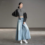 Nukty Baggy Jeans Women High Waist  Blue Summer Wide Leg Jeans for Women's Korean Fashion Oversize Pants Woman