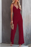 Lace Wide Leg Jumpsuit V-neck Fashion Sexy Sleeveless Backless Jumpsuits Patchwork Summer Sling Slim Women Jumpsuit