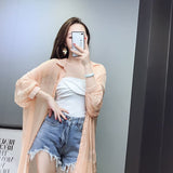 Nukty Women Blouse Sun Protection Fashion Long Lantern Sleeve Outerwear Sheer All-match Thin Beach Street Comfort Korean Style Leisure