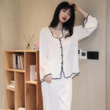 Nukty Luxury Solid Color Women's Satin Pajama Set 2 Pcs With Pants Ladies V Collar Home Clothes Silk Pijama Suit For Female New