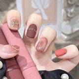 24pcs Wearable Pink Press On Fake Nails Tips With Glue false nails design Butterfly Lovely Girl false nails With Wearing Tools