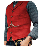 Nukty Men's Suit Vest Brown Wool Tweed Business Waistcoat Jacket Casual Slim Fit Gilet Homme Vests For Groosmen Man Wedding