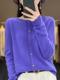 Nukty Aliselect Long Sleeve Women Knitwear Cashmere Knit 100% Pure Merino Wool Spring Autume O-Neck Top Cardigan Sweater Clthing Coat