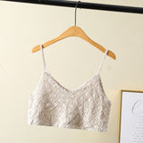 OUMEA Women Sweet Cotton Crochet Camis Crop Top Summer Beach Crochet  Sleeveless Top Chip Apricot Hollow Out Tops