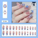 24pcs Wearable Pink Press On Fake Nails Tips With Glue false nails design Butterfly Lovely Girl false nails With Wearing Tools