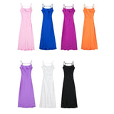 Nukty Pink Camis Satin Long Dresses Elegant Sleeveless Slip Holiday Party Dresses Sexy Casual Backless Summer Dresses Women