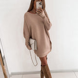 Nukty Sexy Off Shoulder Long Sleeve Sweater Dress Women Spring Loose Casual White Knitted Long Top Woman Mini Dresses Pull Femme