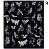 Black White Butterfly 3D Nails Sticker Geometry Decals Flower Gold DIY Decals Designs For Nail Art Manicures Decorations Salon