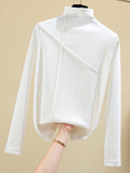 Nukty Long Sleeve Thick T Shirt Women Winter Tops Turtleneck Warm T-Shirt Korean Cotton Tshirt Woman Tee Shirt Femme Pink Blue
