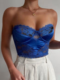 Satin Crop Top Lace Bralette Woman Sexy Corset Tube Tops Bustier Off Shoulder Summer Y2K Clothes Vest Strapless Club Outfits