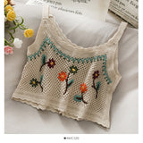 OUMEA Women Sweet Cotton Crochet Camis Crop Top Summer Beach Crochet  Sleeveless Top Chip Apricot Hollow Out Tops