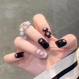 24pcs Wearable Pink Press On Fake Nails Tips With Glue false nails design Butterfly Lovely Girl false nails With Wearing Tools