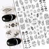 Black White Butterfly 3D Nails Sticker Geometry Decals Flower Gold DIY Decals Designs For Nail Art Manicures Decorations Salon