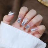 24pcs Wearable Pink Press On Fake Nails Tips With Glue false nails design Butterfly Lovely Girl false nails With Wearing Tools