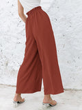 Nukty Autumn Summer Fashion Cotton Linen Pants Women Solid Fungus Edge High Waist Women's Trousers Wide Leg Casual Pants