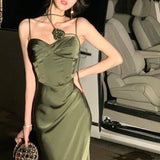 Nukty Sexy Sleeveless Spaghetti Strap Evening Party Prom Elegant Backless Floral Long Maxi Wedding Dresses for Women Female Summer New
