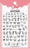 Black White Butterfly 3D Nails Sticker Geometry Decals Flower Gold DIY Decals Designs For Nail Art Manicures Decorations Salon