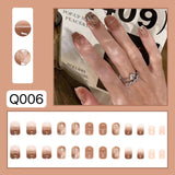 24pcs Wearable Pink Press On Fake Nails Tips With Glue false nails design Butterfly Lovely Girl false nails With Wearing Tools