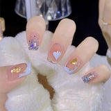 24pcs Wearable Pink Press On Fake Nails Tips With Glue false nails design Butterfly Lovely Girl false nails With Wearing Tools