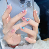 24pcs Wearable Pink Press On Fake Nails Tips With Glue false nails design Butterfly Lovely Girl false nails With Wearing Tools