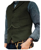 Nukty Men's Suit Vest Brown Wool Tweed Business Waistcoat Jacket Casual Slim Fit Gilet Homme Vests For Groosmen Man Wedding