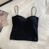 Nukty Woman Padded Tank Top Women Spaghetti Strap Vest Sexy Camisole With Bra Female Crop Tops