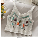 OUMEA Women Sweet Cotton Crochet Camis Crop Top Summer Beach Crochet  Sleeveless Top Chip Apricot Hollow Out Tops