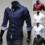 Nukty Mens Casual Shirts Single Breasted Mens Slim Fit Dress Long Sleeve Shirts Soild Male Social Shirts Designer Chemise Homme