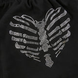 Nukty Off Shoulder Sexy Gothic Crop Top T-Shirts Women Clothes crop Rhinestone Skeleton Grunge Clothing Tee Y2K Shirt Core Tops vegan