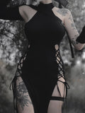 Nukty Elegant Black Sleeveless Bandage Sexy Dress for Women Club Party Backless Tank Dresses Skinny Fashion Summer Dresses