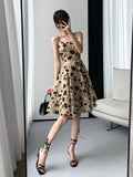 Nukty Women Fashion Spaghetti Strap Prom Mini Dress Suit Elegant Sleeveless Slim Vestdios Female Bodycon Evening Party Clothes Summer