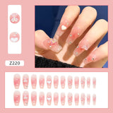 24pcs/box Fake Nails Press on Short Reusable with Designs Set French Artificial Pink kawaii False Tipsy Stick-on Nails Tips Art