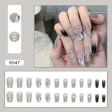 24pcs French Fake Nails Short Art Nail Tips Press Stick on False with Designs Full Cover Artificial Pink Wearable Clear Tips