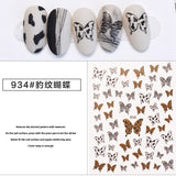 Black White Butterfly 3D Nails Sticker Geometry Decals Flower Gold DIY Decals Designs For Nail Art Manicures Decorations Salon