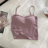 Nukty Woman Padded Tank Top Women Spaghetti Strap Vest Sexy Camisole With Bra Female Crop Tops