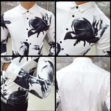 Luxury Print Men's Shirt Fashion Club Clothing Mens Designer Brand Floral Shirt Slim Long Sleeve Camisa Baroque Slim Party Shirt