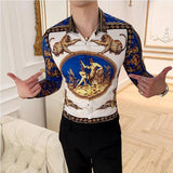 Luxury Print Men's Shirt Fashion Club Clothing Mens Designer Brand Floral Shirt Slim Long Sleeve Camisa Baroque Slim Party Shirt