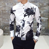 Luxury Print Men's Shirt Fashion Club Clothing Mens Designer Brand Floral Shirt Slim Long Sleeve Camisa Baroque Slim Party Shirt