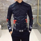 Luxury Print Men's Shirt Fashion Club Clothing Mens Designer Brand Floral Shirt Slim Long Sleeve Camisa Baroque Slim Party Shirt