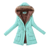 Women Parka Fashion Autumn Winter Warm Jackets Women Fur Collar Coats Long Parkas Hoodies Office Lady Cotton Plus Size