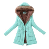Women Parka Fashion Autumn Winter Warm Jackets Women Fur Collar Coats Long Parkas Hoodies Office Lady Cotton Plus Size