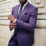 High Quality costume homme Purple Men Suits Groom Tuxedos Groomsmen Wedding Party Dinner Best Man Suit (Jacket+Pants)