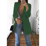 CINESSD Office Lady Blazer Coats Lapel Long Sleeve Solid Cardigan Jackets Black Plus Size Lining Pocket Suits Blazer 17 Colors