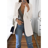 CINESSD Office Lady Blazer Coats Lapel Long Sleeve Solid Cardigan Jackets Black Plus Size Lining Pocket Suits Blazer 17 Colors