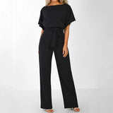 Summer Black Jumpsuit Women Overalls Elegant Long Plus Size Female Jumpsuits Rompers Lace Up Overall For Woman Jumpsuits