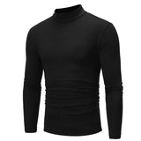 Cotton High-necked Long-sleeved T-shirt Autumn Winter Mens Thin Thermal T-shirt Men's Half-collar Bottoming Slim Warm