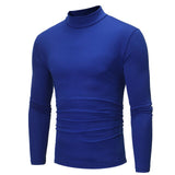 Cotton High-necked Long-sleeved T-shirt Autumn Winter Mens Thin Thermal T-shirt Men's Half-collar Bottoming Slim Warm